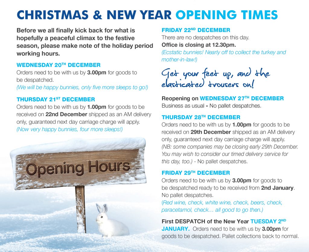 Mechline Christmas & New Year Opening Times